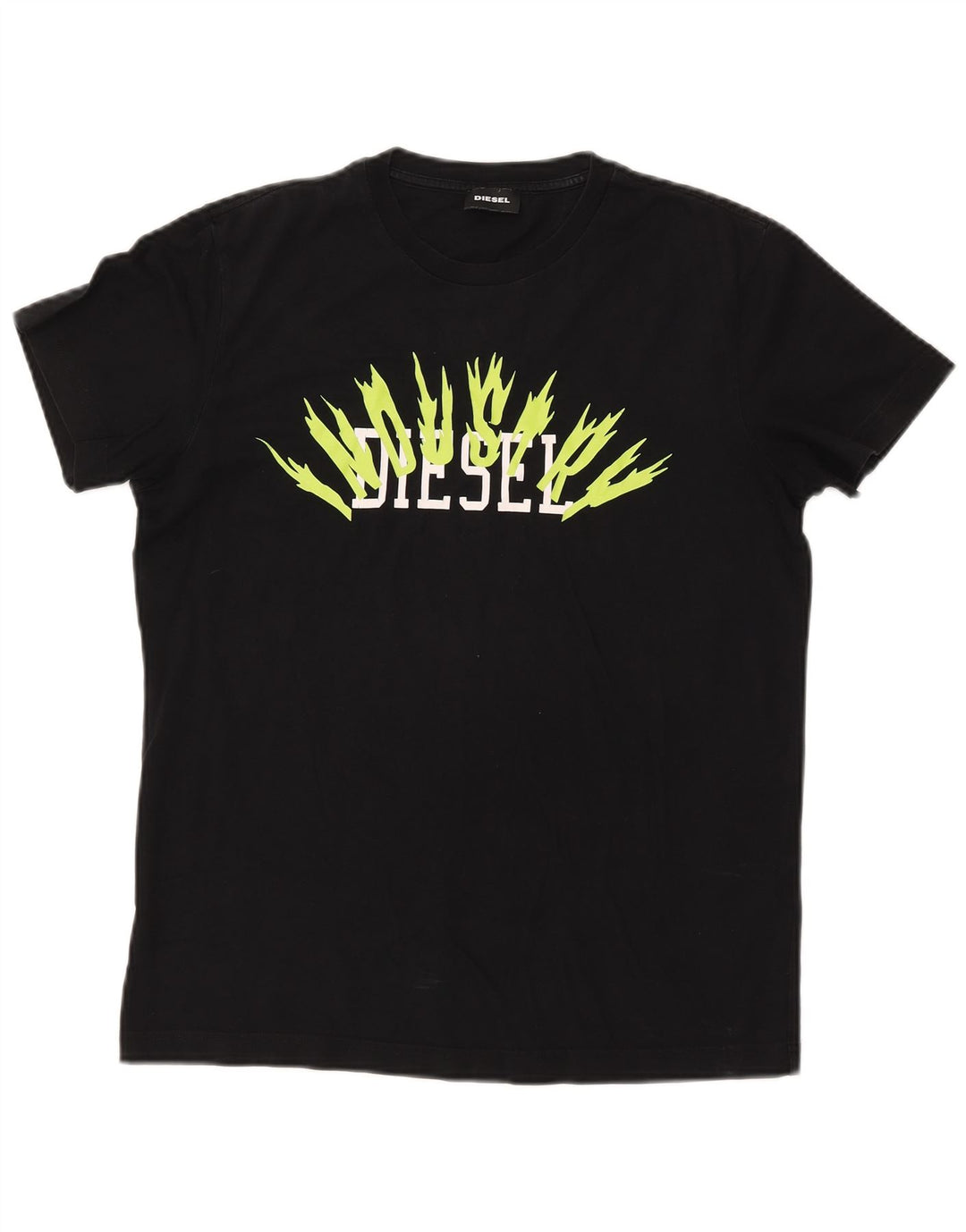 DIESEL T-Shirt Graphique Femme UK 14 Coton Noir Moyen