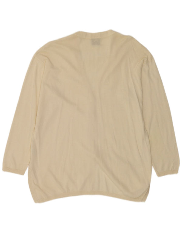 Krizia Cardigan surdimensionné pour femme UK 18 XL en coton blanc cassé