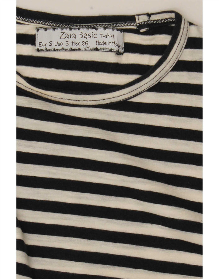 Zara Femme Top Manches Longues UK 10 Petit Noir Rayé