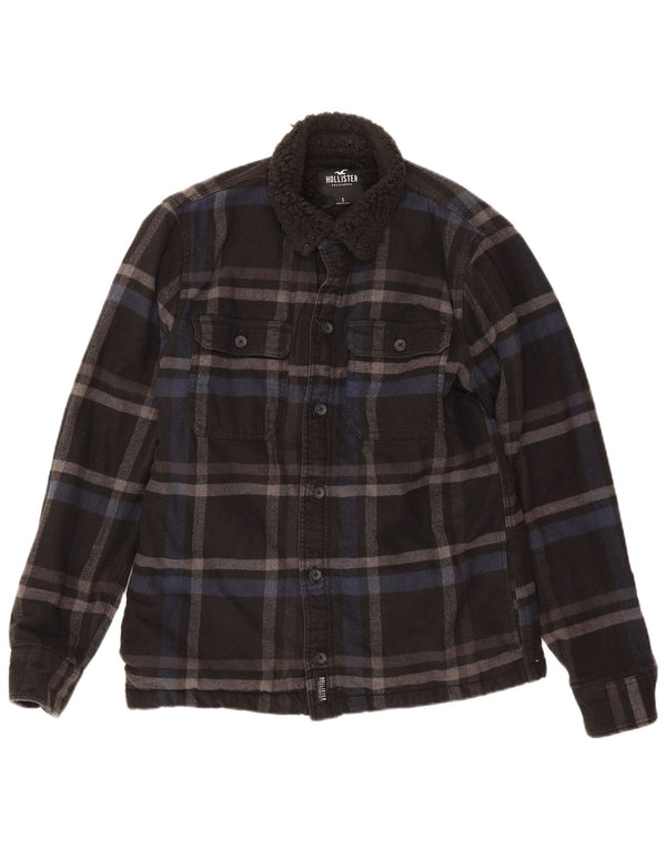 Hollister Veste Sherpa Homme UK 36 Petit Coton à Carreaux Noir