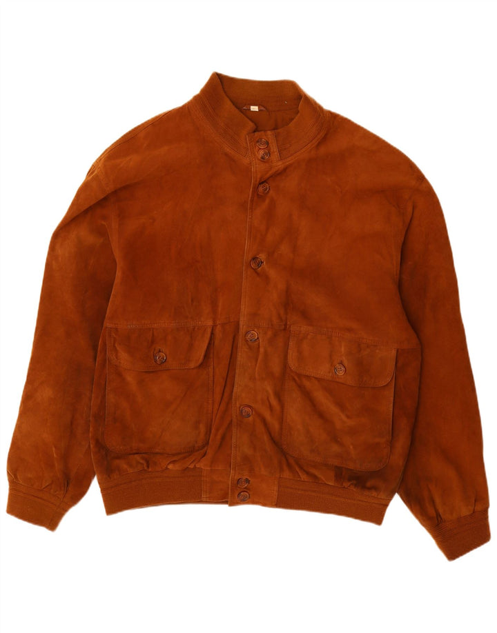 veste en daim homme vintage IT 58 4XL cuir marron