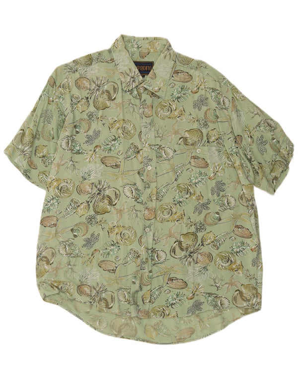 vintage Chemise à manches courtes pour hommes Festival de viscose florale vert moyen