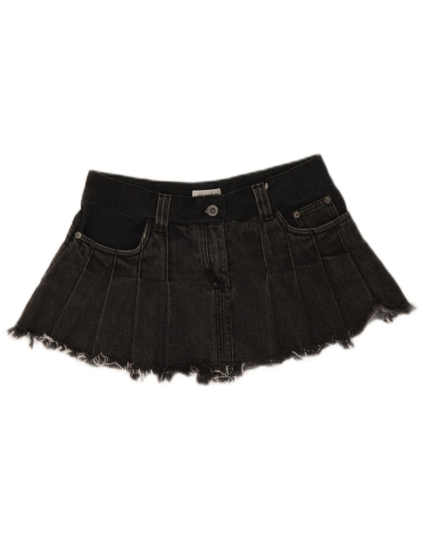 Topshop Mini jupe en jean taille basse pour femme UK 8 Small W28 Noir Coton