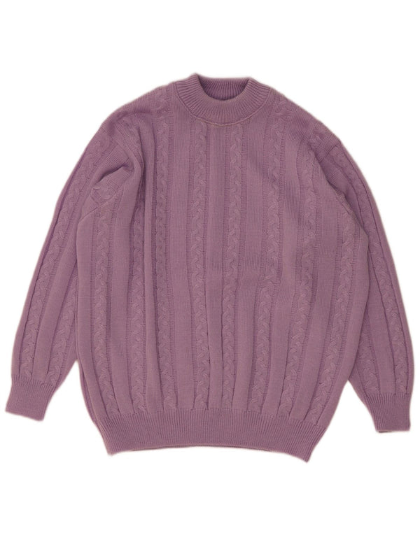 vintage Womens Crew Neck Jumper Sweater UK 16 Grand Violet Polyacrylique