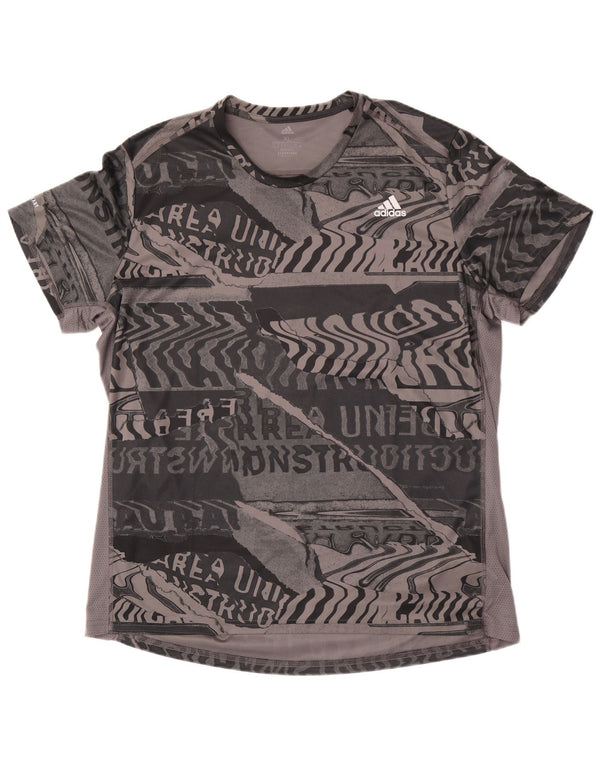Adidas Homme Aeroready Graphic T-Shirt Top XL Gris Géométrique Polyester
