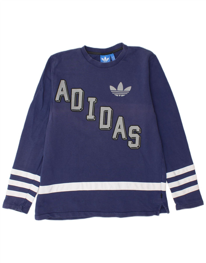 ADIDAS Sweat-shirt graphique pour hommes en coton color block bleu marine grand