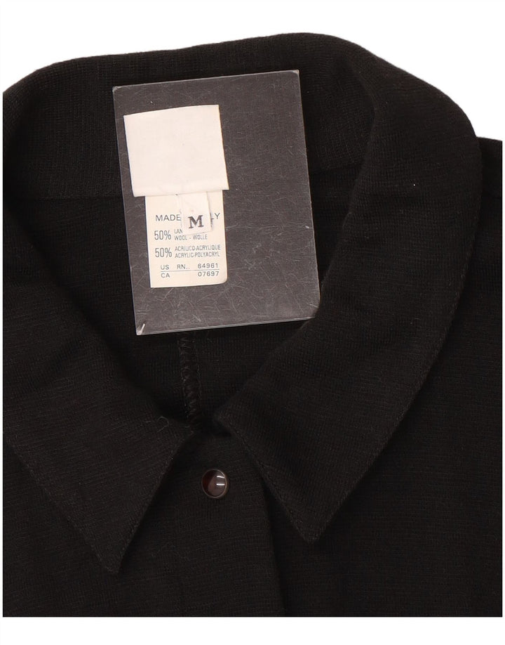 Benetton Robe chemise en tricot pour femme UK 44 Laine noire moyenne