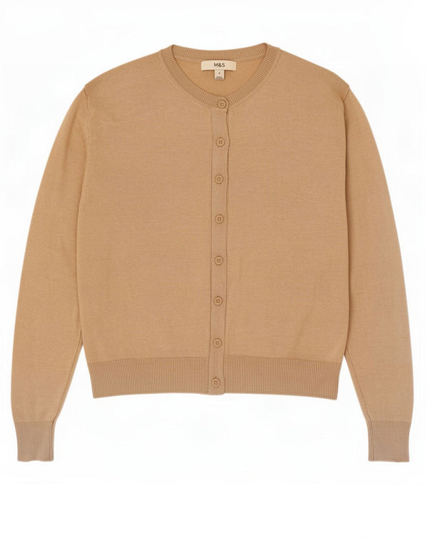 Marks & Spencer Pull Cardigan Femme UK 8 Small Beige Viscose