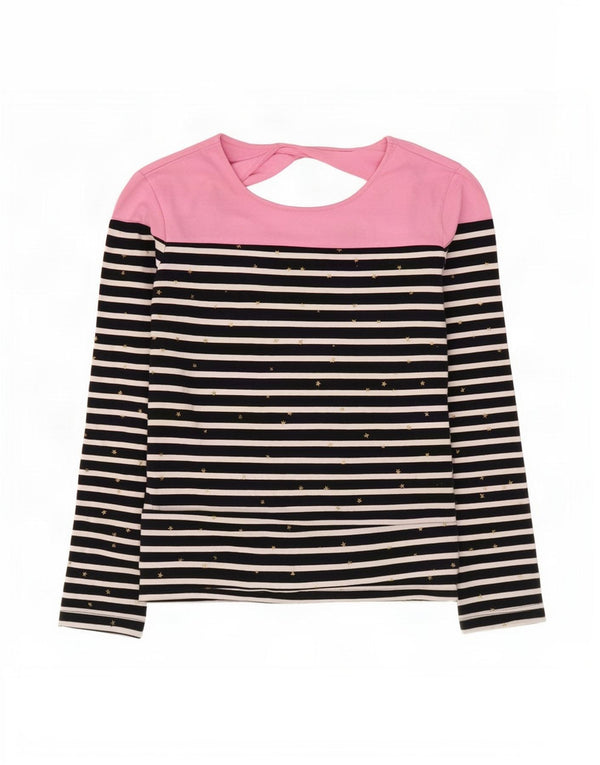 Superdry Top à manches longues pour femme UK 12 en coton rayé bleu marine moyen