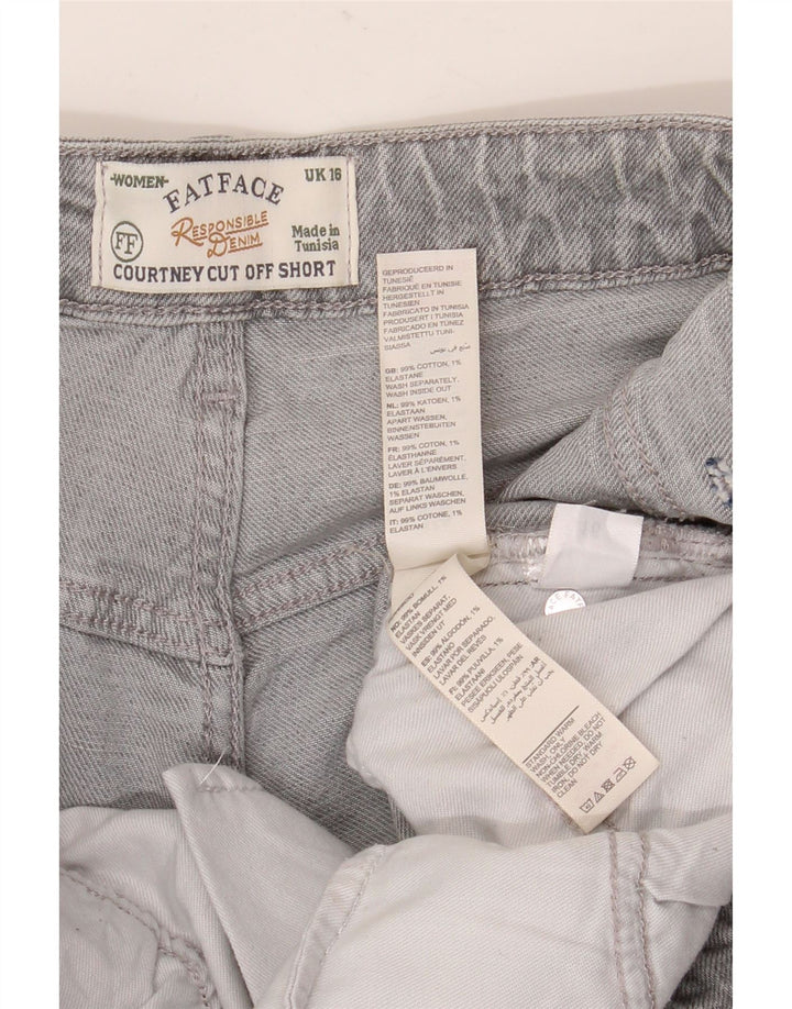 Fat Face Short en jean pour femme UK 16 Large W36 Gris Coton