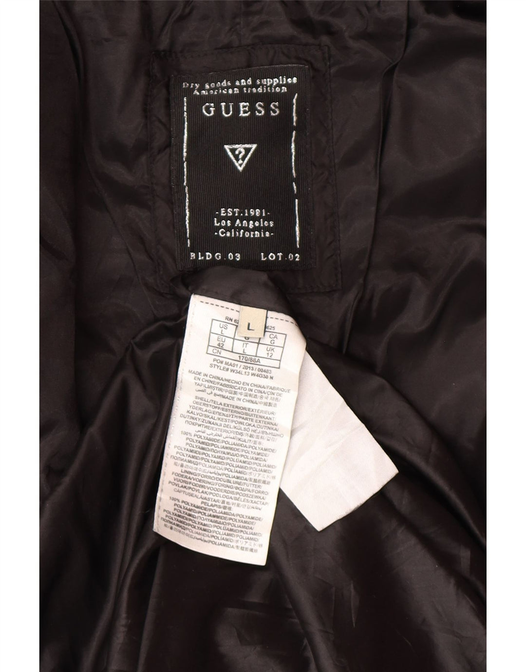 Guess Manteau rembourré pour femme UK 42 Medium Noir Polyamide