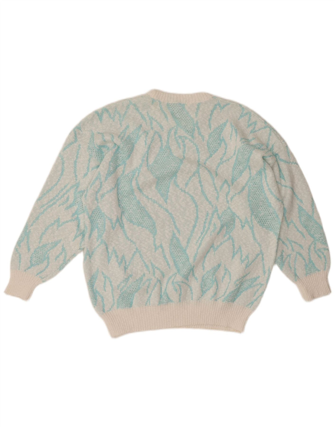 VINTAGE Pull ras du cou pour femme IT 50 XL Turquoise Colourblock