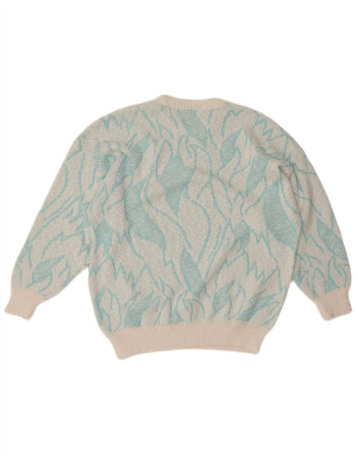 VINTAGE Pull ras du cou pour femme IT 50 XL Turquoise Colourblock