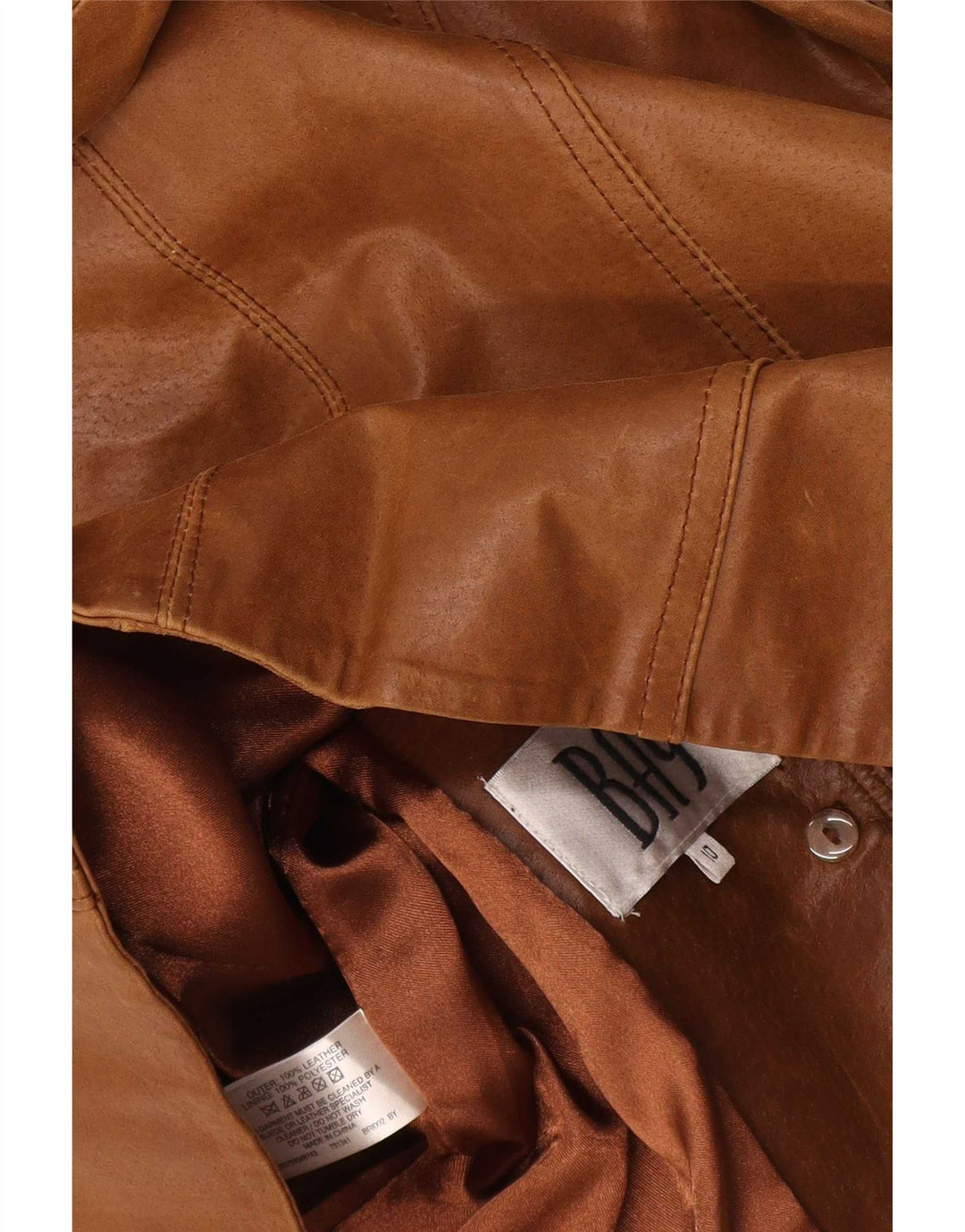 Bay Veste blazer en cuir à 3 boutons pour femme UK 10 Petit Marron