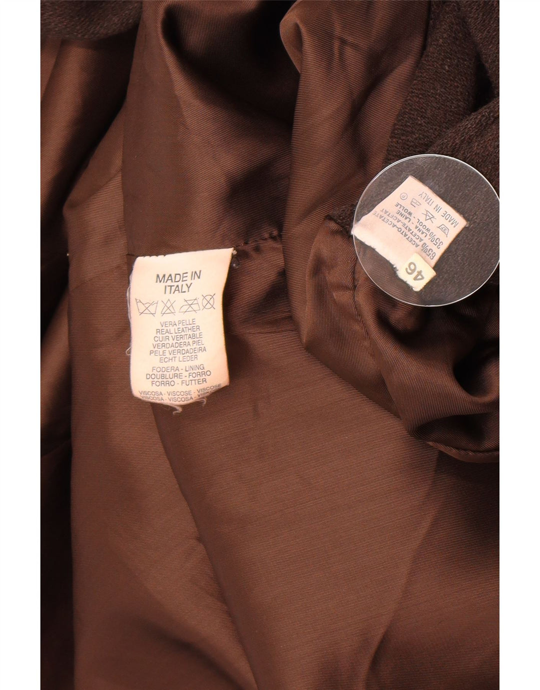 Manteau en cuir femme vintage IT 46 Grand cuir marron