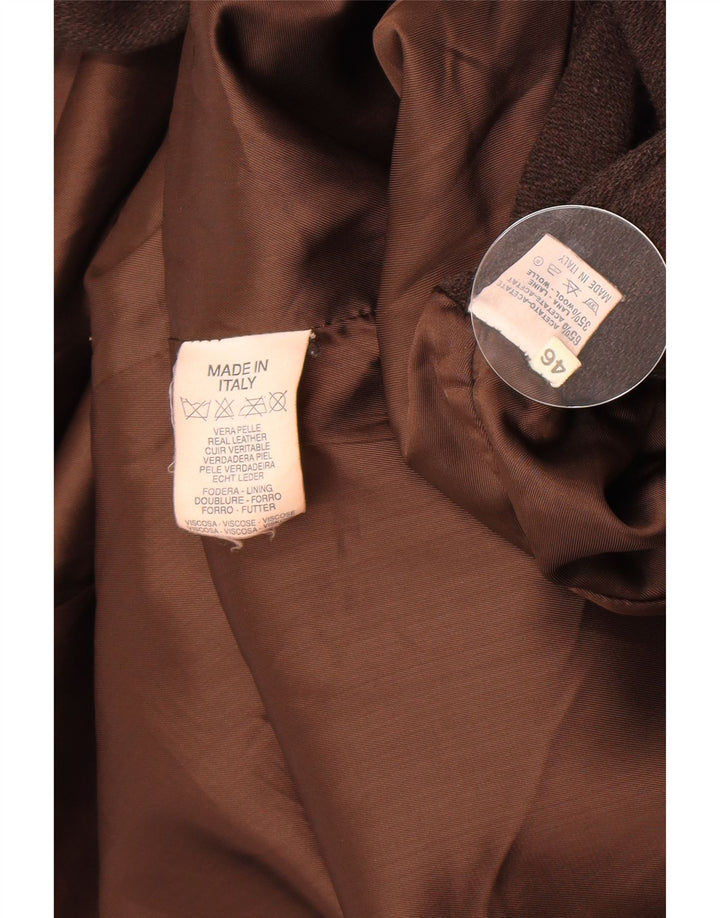 Manteau en cuir femme vintage IT 46 Grand cuir marron