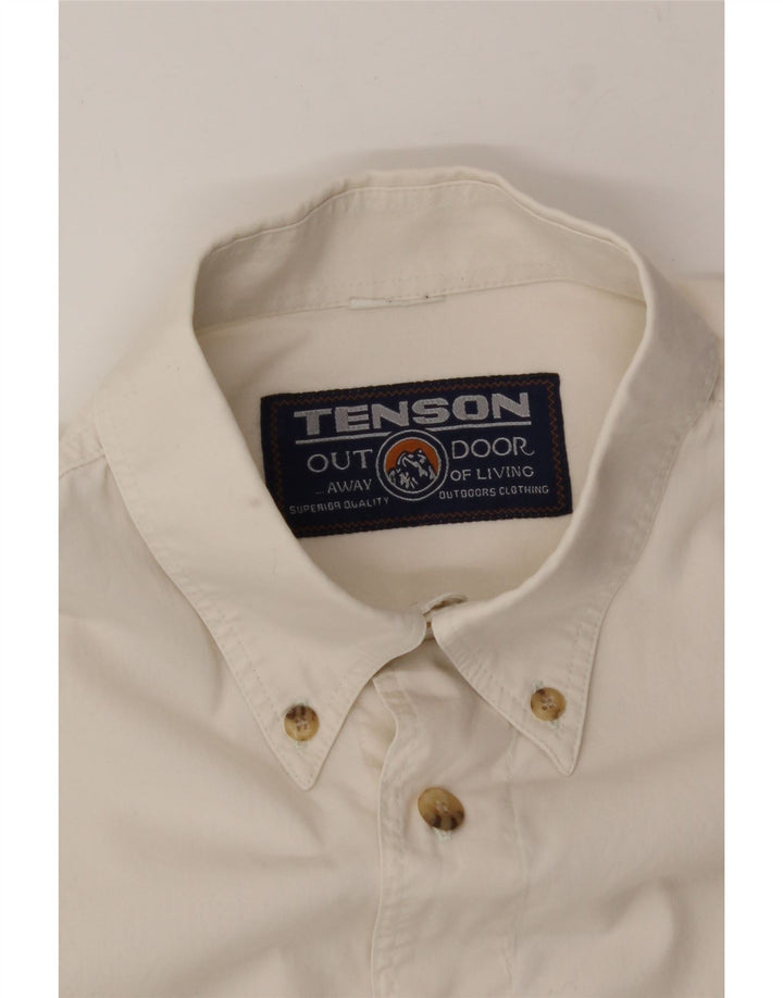 TENSON Mens Short Sleeve Shirt XL White Vintage Tenson and Second-Hand Tenson from Messina Hembry 
