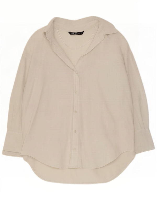 Zara Chemise surdimensionnée pour femme UK 10 Petit coton blanc