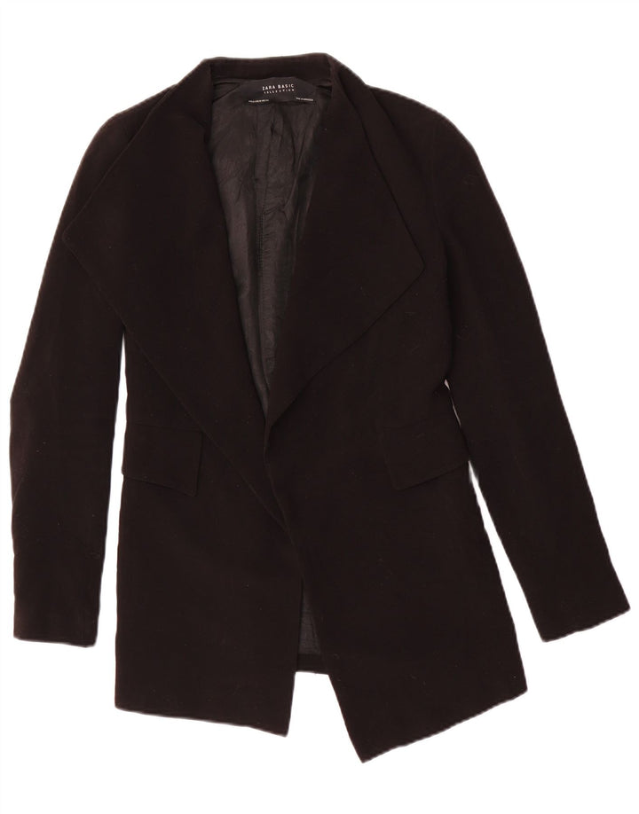 Zara Veste Blazer Ouverte Femme UK 6 XS Noir Polyester