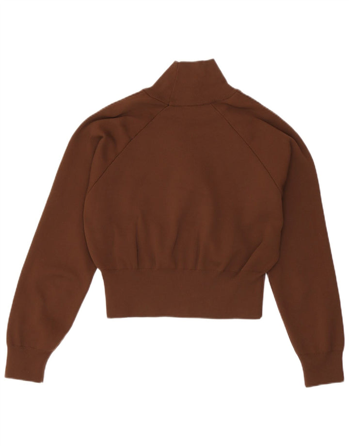 Zara Pull court à col roulé pour femme UK 10 Petit Marron
