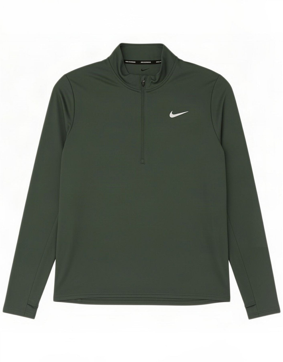 Nike Haut de survêtement à col zippé Dri Fit pour homme Large Vert Polyester