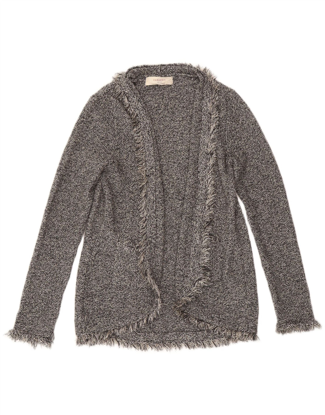 ZARA Femme Cardigan Ouvert Pull UK 12 Gris Moyen Viscose Moucheté
