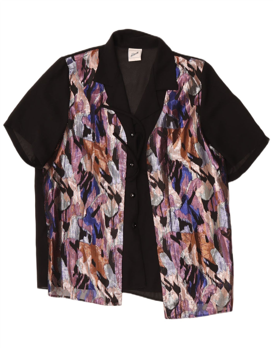 C&A Chemisier coupe décontractée à motif abstrait pour femme UK 16 Large Noir
