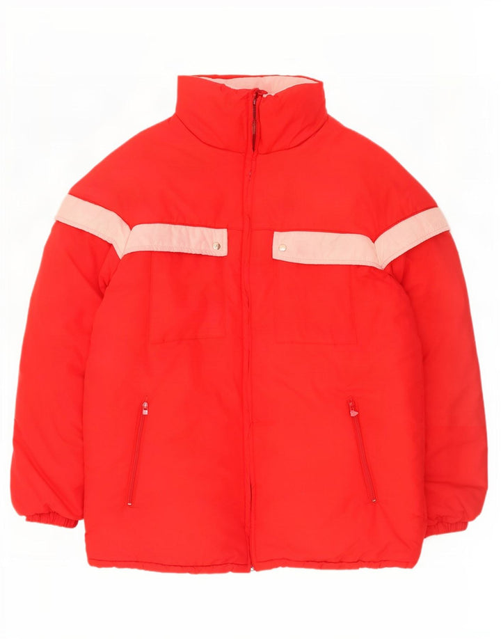 veste rembourrée à capuche vintage pour hommes IT 52 XL Red Colourblock Polyamide