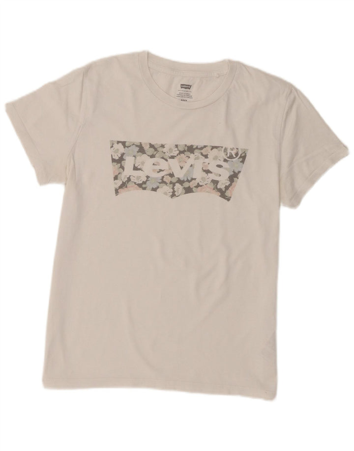 Levi's T-Shirt Graphique Femme UK 12 Coton Blanc Moyen