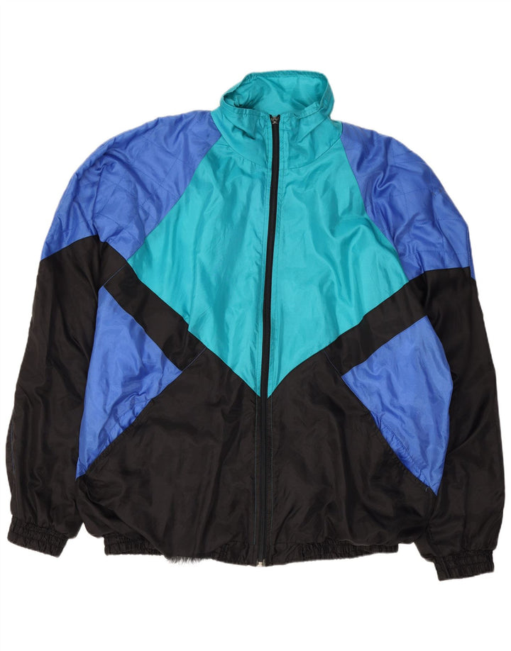 vintage Mens Survêtement Top Jacket UK 42/44 Grand Colorblock multicolore
