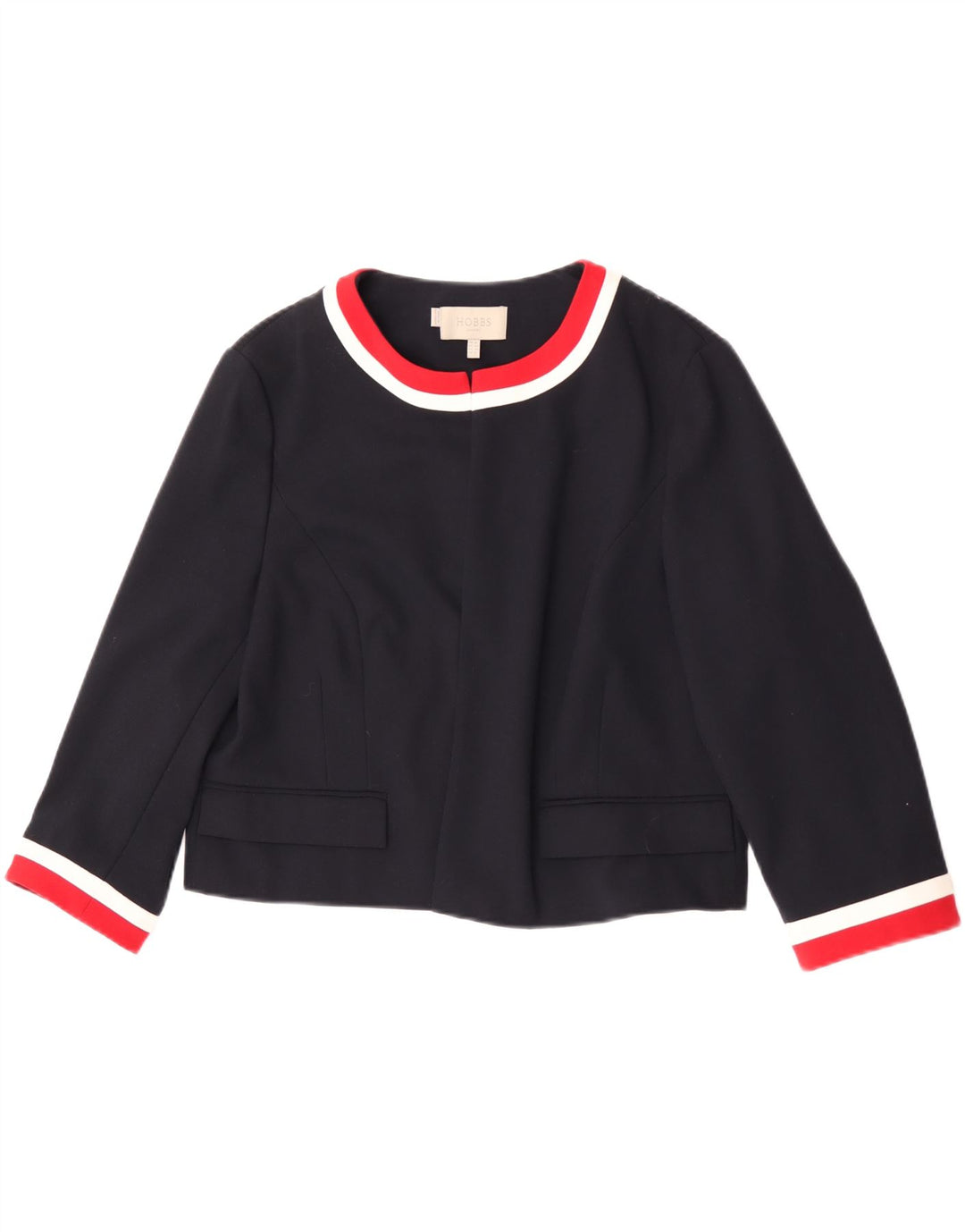 Hobbs Veste blazer courte à manches 3/4 pour femme UK 16 Large Bleu marine