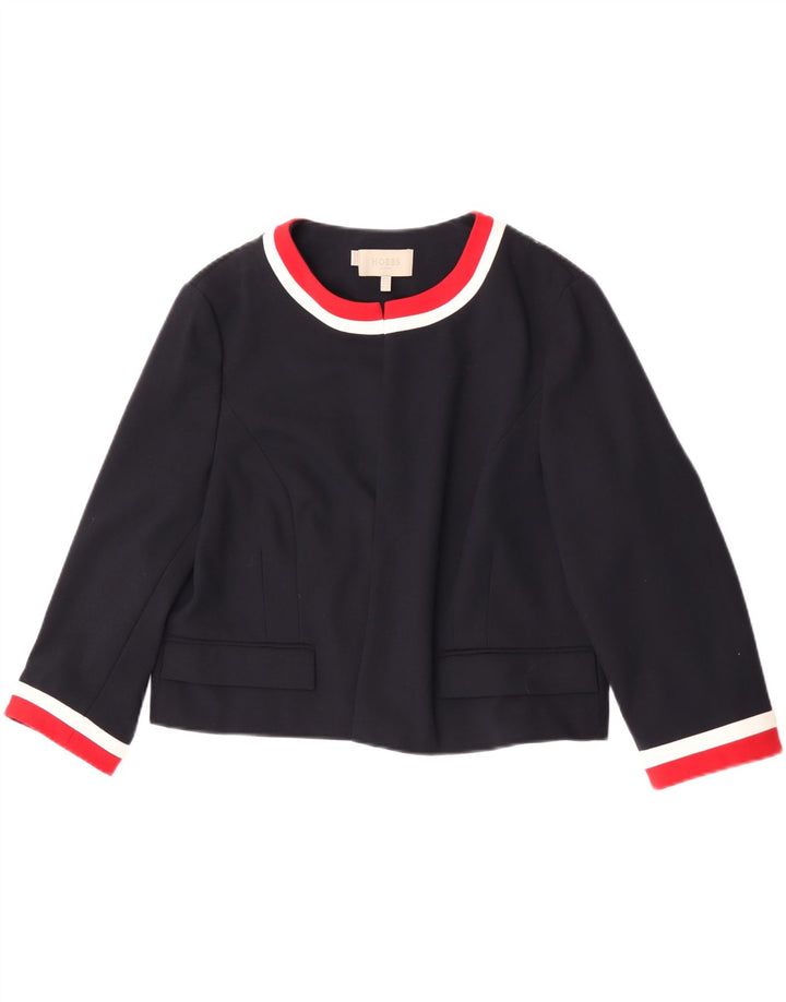 Hobbs Veste blazer courte à manches 3/4 pour femme UK 16 Large Bleu marine