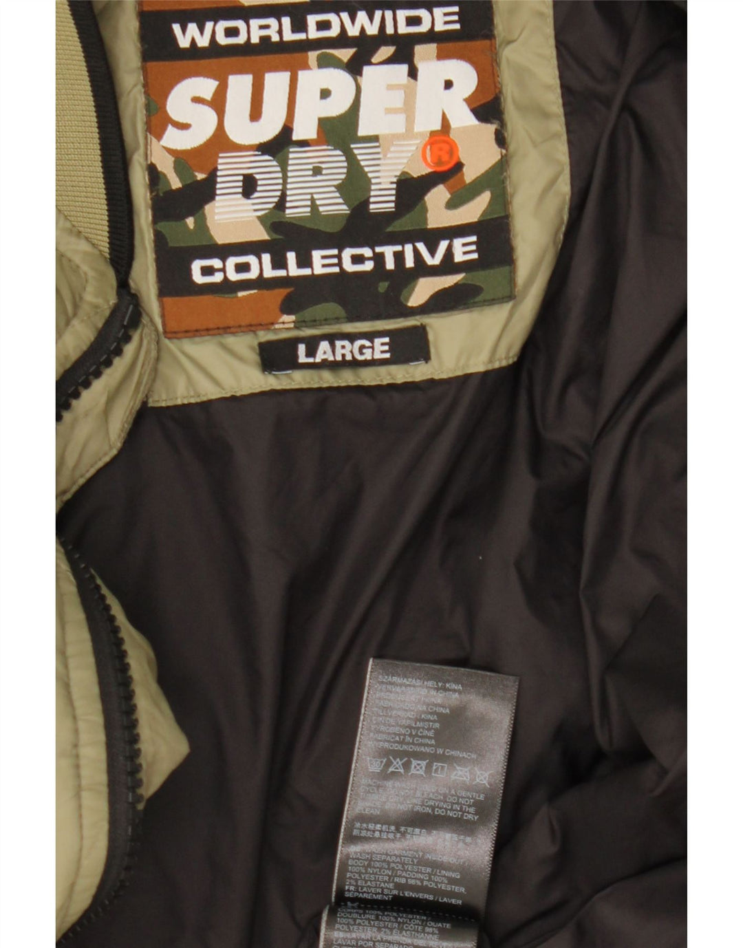 Superdry Veste rembourrée pour homme UK 40 Large Kaki Nylon