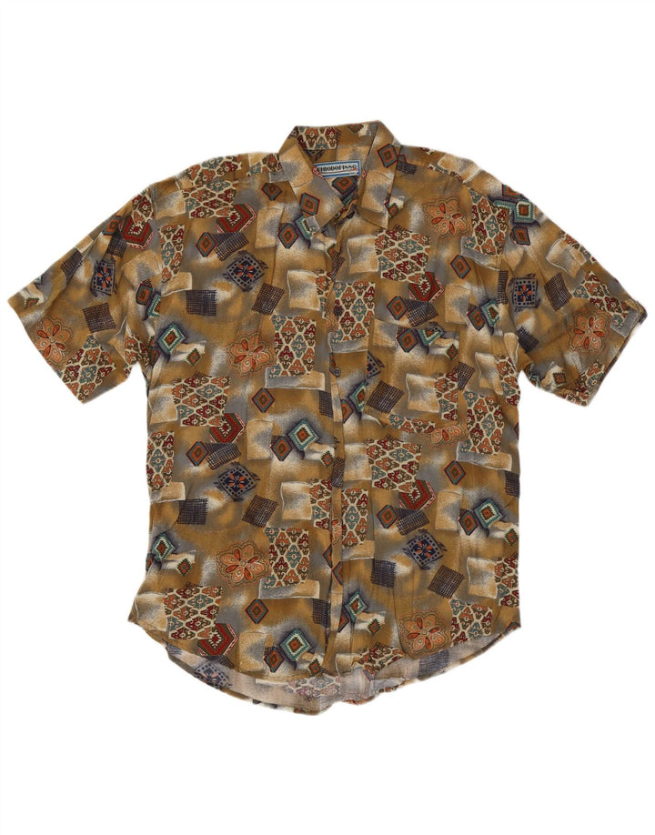 Chemise Vintage à manches courtes pour hommes, 2XL, kaki, Patchwork, Viscose