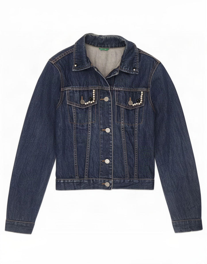 Benetton Veste en Jean Femme UK 10 Petit Bleu
