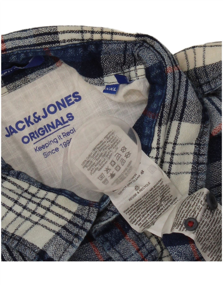 JACK & JONES Chemise Flanelle Homme 2XL Bleu Carreaux Coton