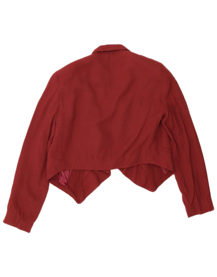 Topshop Veste blazer courte ouverte pour femme UK 8 Small Maroon Viscose