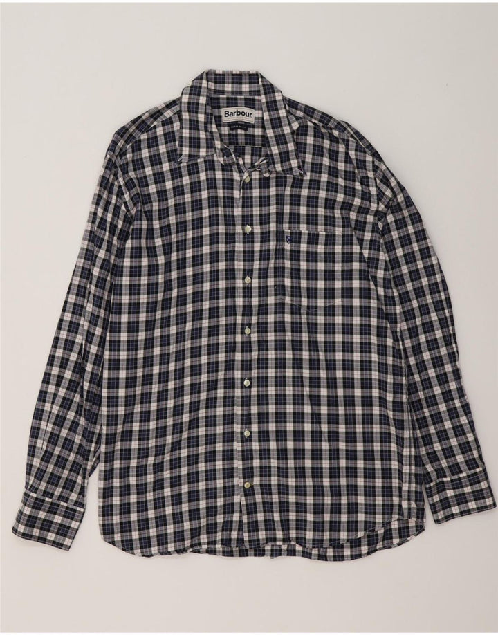 Barbour Chemise en flanelle pour hommes XL Bleu marine à carreaux en coton