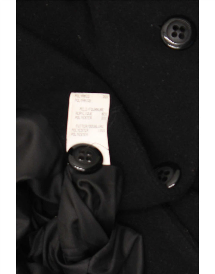 vintage Homme Double Breasted Coat EU 36 Petite Laine Noire
