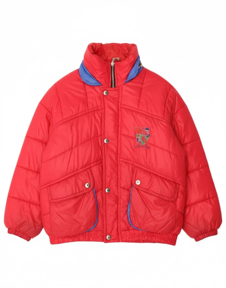 C&A Mens Graphic Padded Jacket IT 52/54 Large Red Nylon