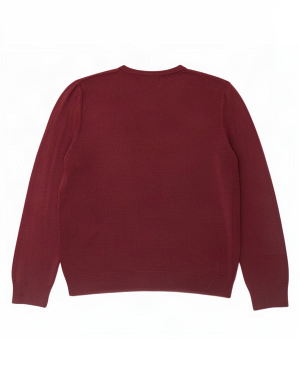 Marks & Spencer Pull à col en V Blue Harbour pour homme, grand, bordeaux