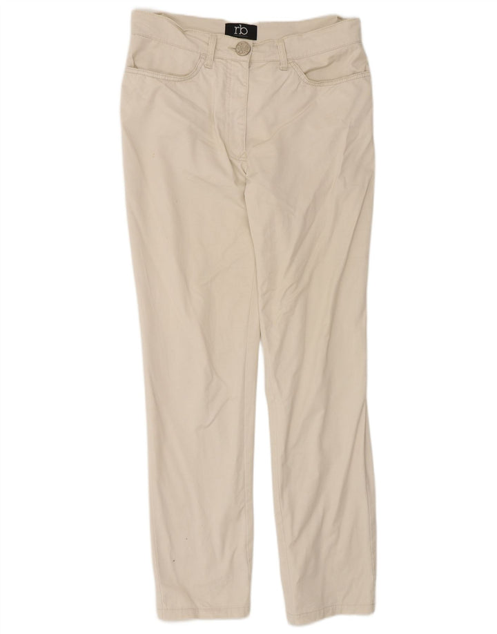 Roccobarocco Pantalon décontracté slim pour femme EU 38 Medium W30 L31 Blanc cassé