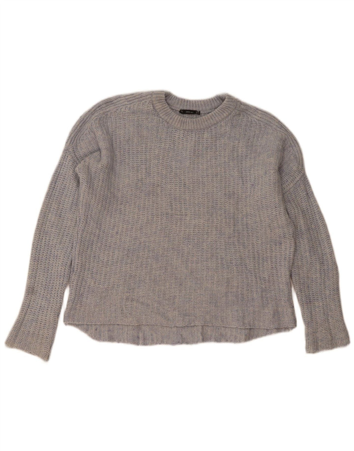 Zara Pull surdimensionné à col bateau pour femme UK 14 Bleu moyen moucheté