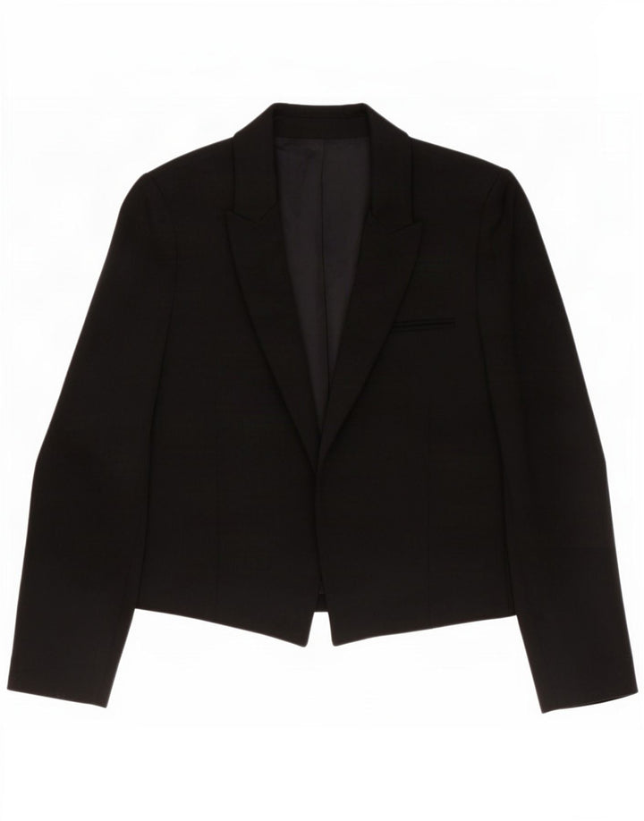 Zara Veste Blazer Ouverte Femme UK 10 Petit Noir Polyester