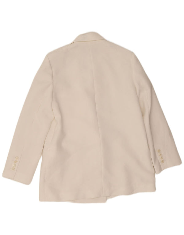 Zara Veste blazer à double boutonnage pour femme UK 14 Polyester blanc moyen