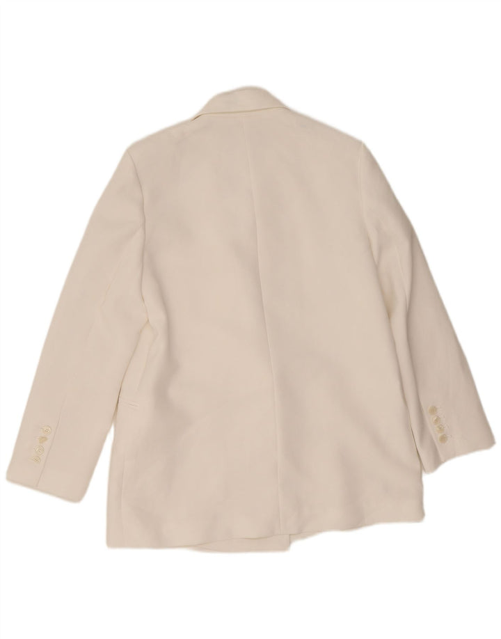 Zara Veste blazer à double boutonnage pour femme UK 14 Polyester blanc moyen