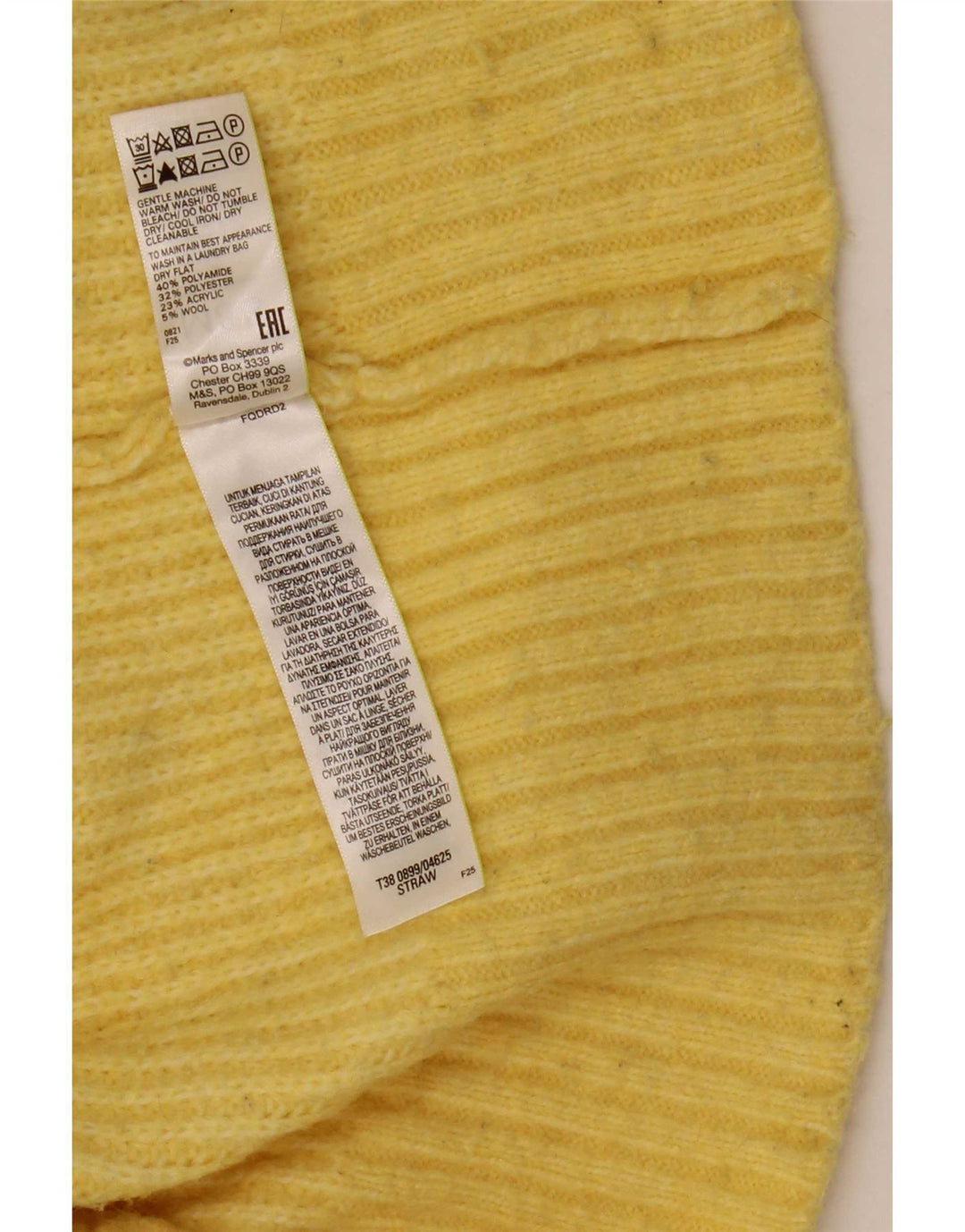Marks & Spencer Pull col roulé pour femme UK 10 Petit Jaune