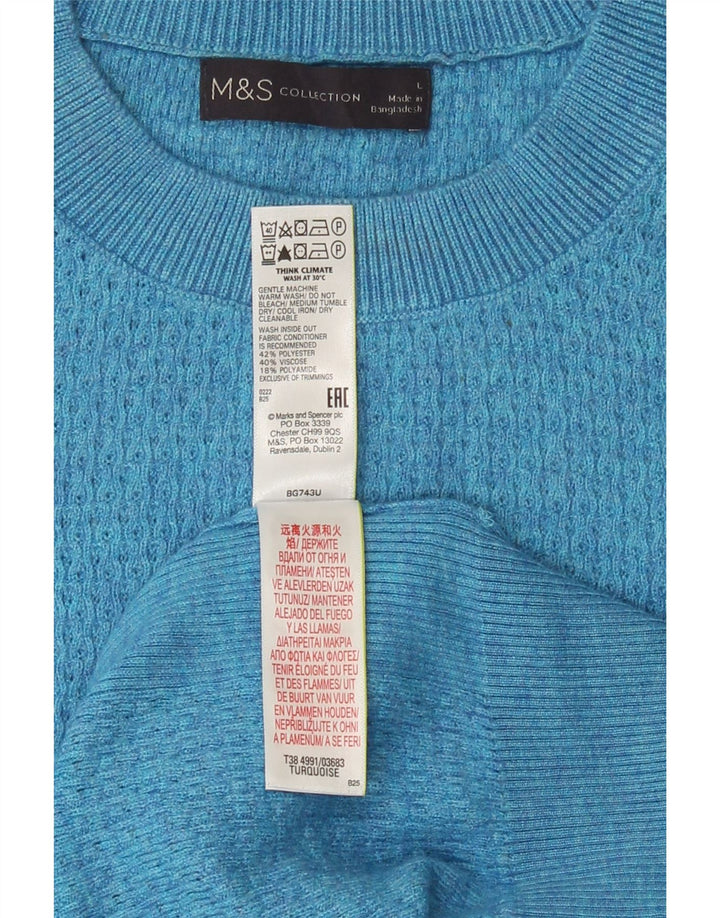 Marks & Spencer Pull à col rond pour homme en polyester turquoise Taille L