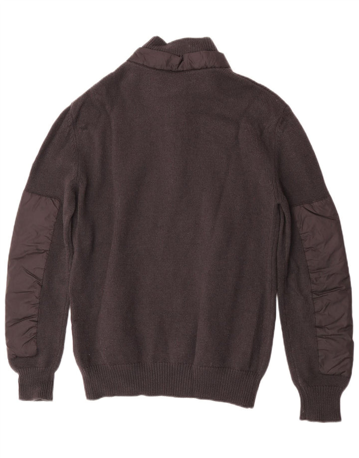 Moncler Hommes Zip Neck Jumper Pull Large Gris Laine