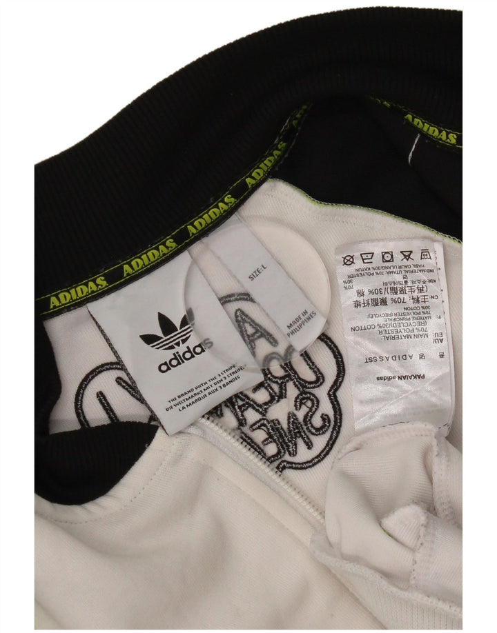 Adidas Veste de survêtement pour homme Large Blanc Colorblock Polyester